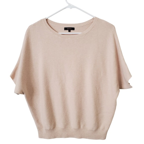 Quince Lightweight Cotton Cashmere Link Stitch Dolman Sweater Oatmeal  S - Picture 2 of 11